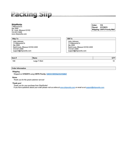 packing slip template